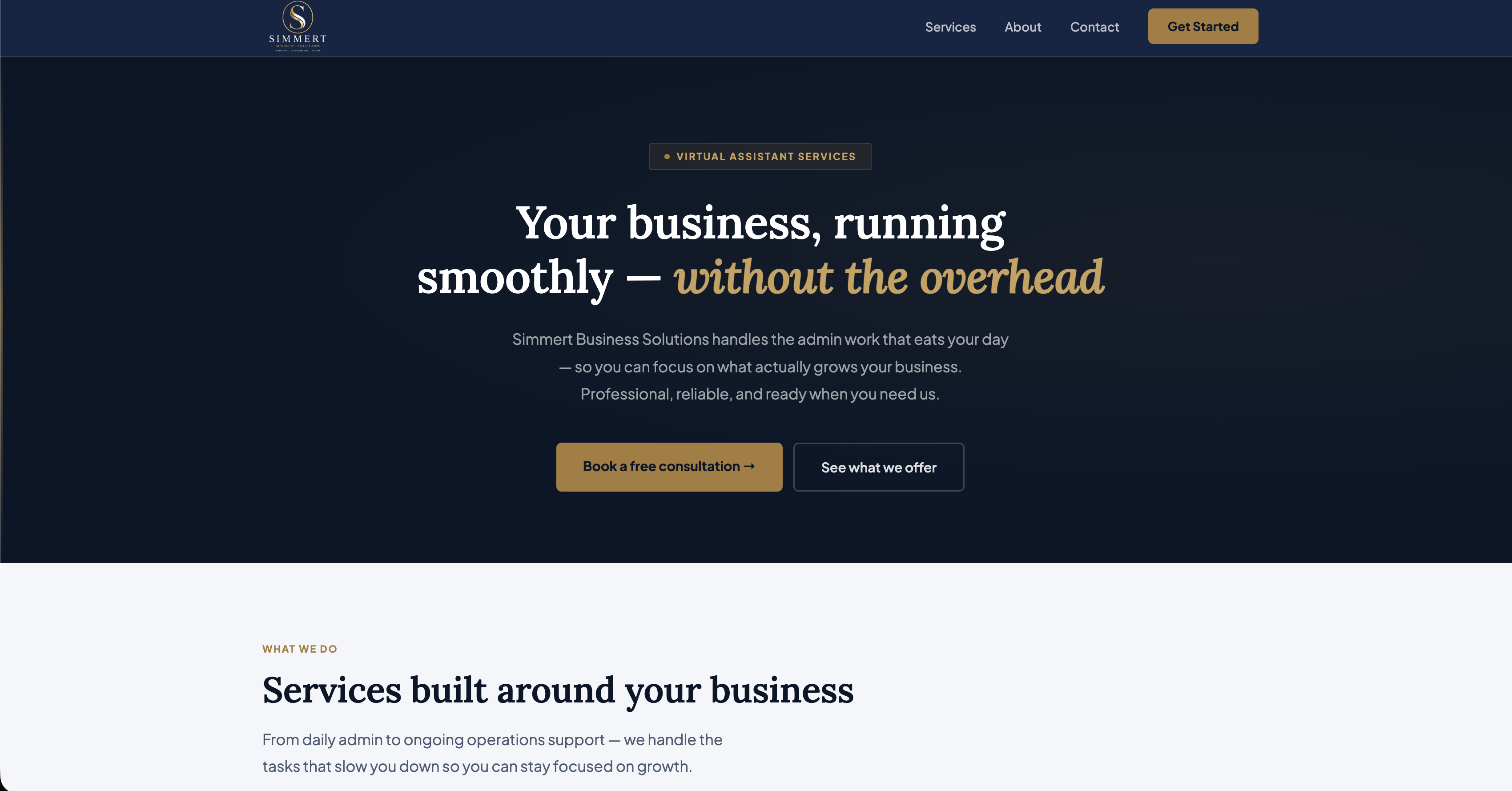 Project name website screenshot